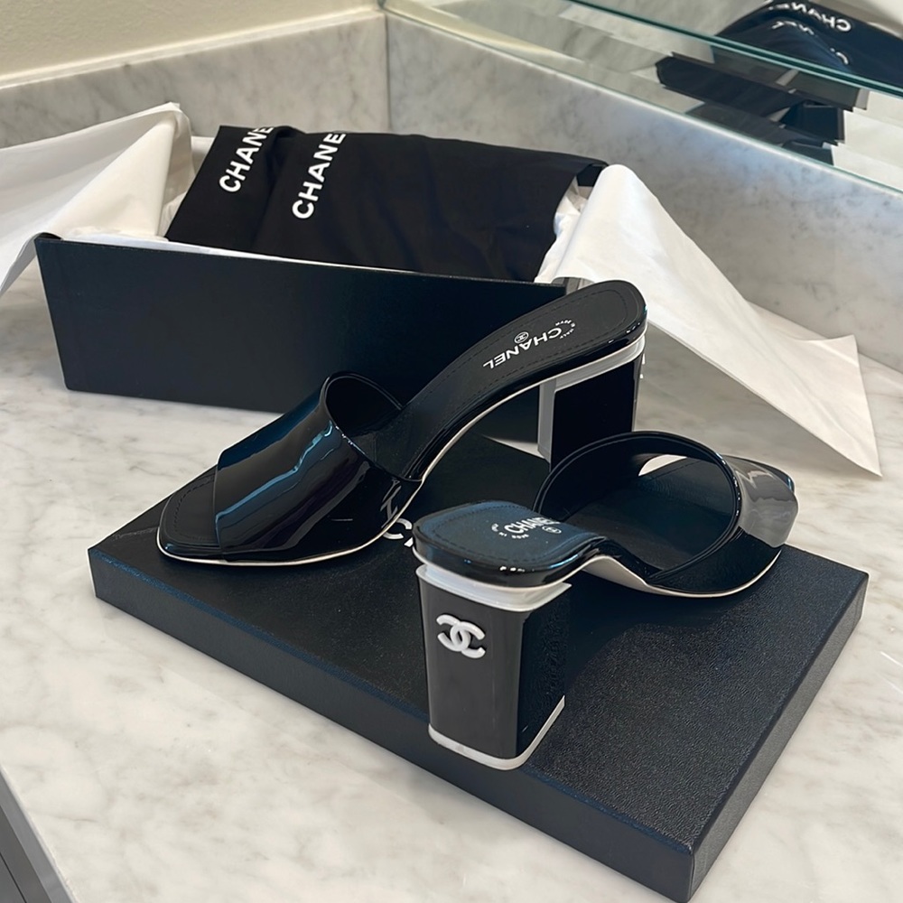 Chanel Black & White Mules